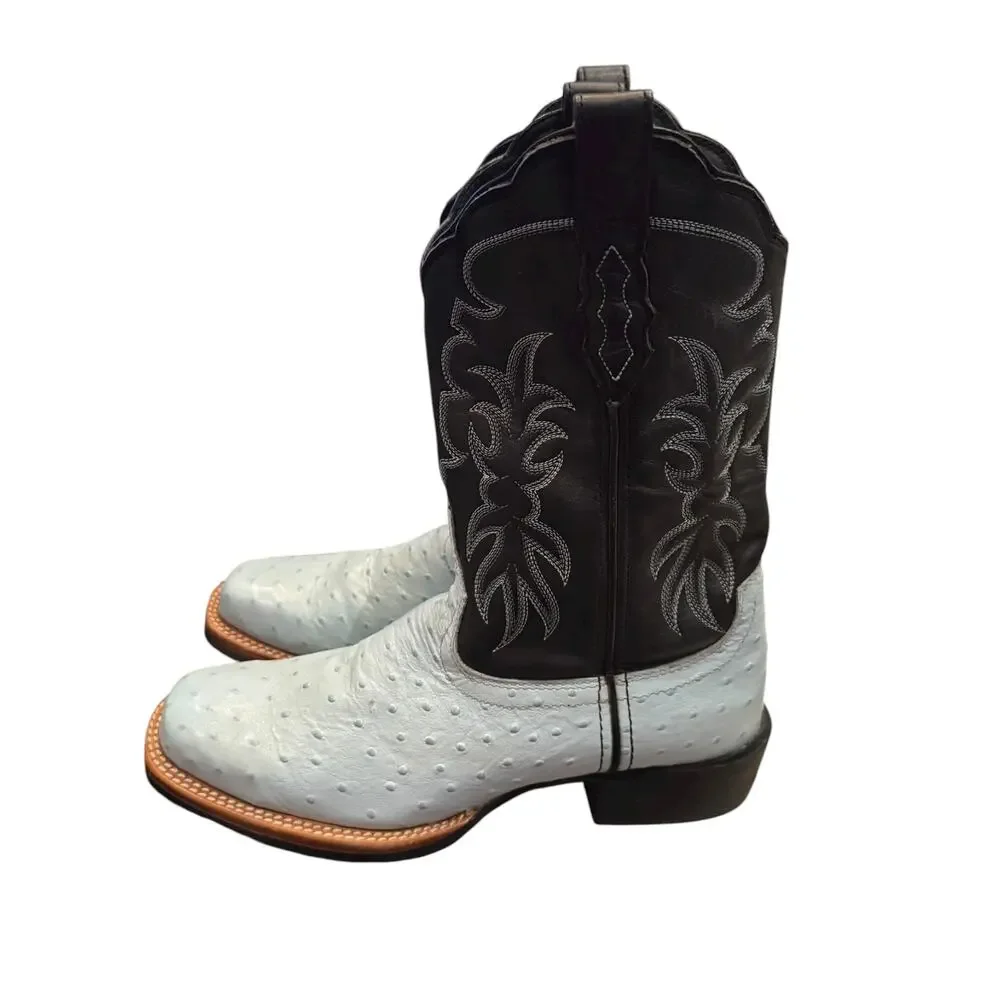 Double H DH3312 Women’s 8.5M Navy Icy Blue Western Cowboy Boots